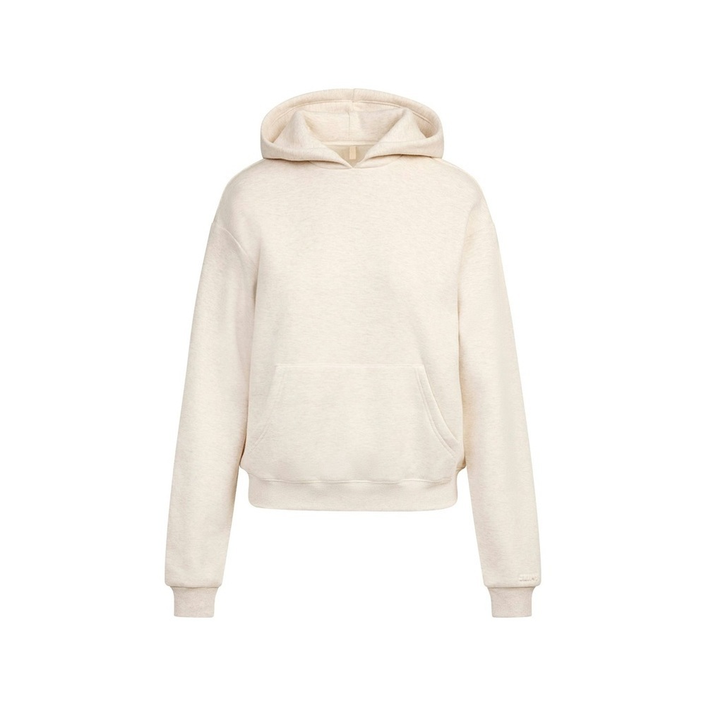 SKIMS (Gar) COTTON FLEECE CLASSIC PULLOVER HOODIE COLOR OATMEAL HEATHER SIZE S